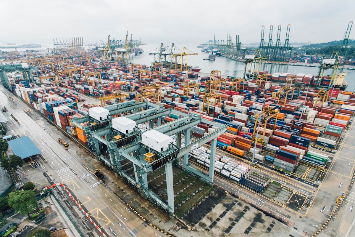 Container ships at port — China sea freight